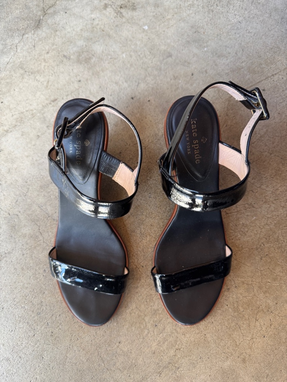Kate Spade Black Patent Leather Ankle-Strap Sandals